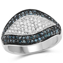 Load image into Gallery viewer, 0.50 Carat Genuine Blue Diamond and White Diamond .925 Sterling Silver Ring