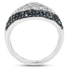 Load image into Gallery viewer, 0.50 Carat Genuine Blue Diamond and White Diamond .925 Sterling Silver Ring