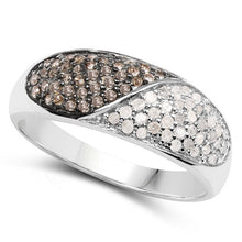 Load image into Gallery viewer, 0.32 Carat Genuine Champagne Diamond and White Diamond .925 Sterling Silver Ring