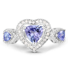 Load image into Gallery viewer, 1.09 Carat Genuine Tanzanite and White Diamond .925 Sterling Silver Ring
