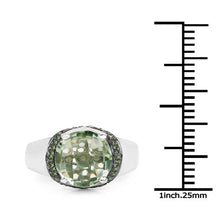 Load image into Gallery viewer, 3.95 Carat Genuine Green Amethyst and Green Diamond .925 Sterling Silver Ring