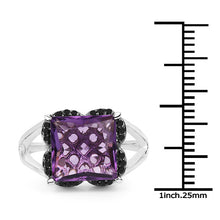 Load image into Gallery viewer, 4.58 Carat Genuine Amethyst & Black Diamond .925 Sterling Silver Ring