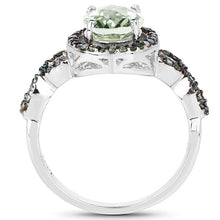 Load image into Gallery viewer, 2.09 Carat Genuine Green Amethyst & Green Diamond .925 Sterling Silver Ring