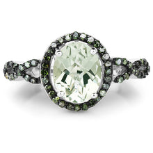 Load image into Gallery viewer, 2.09 Carat Genuine Green Amethyst & Green Diamond .925 Sterling Silver Ring