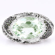 Load image into Gallery viewer, 5.98 Carat Genuine Green Amethyst & Green Diamond .925 Sterling Silver Ring