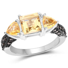 Load image into Gallery viewer, 2.71 Carat Genuine Citrine and Champagne Diamond .925 Sterling Silver Ring