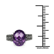 Load image into Gallery viewer, 3.96 Carat Genuine Amethyst & Black Diamond .925 Sterling Silver Ring