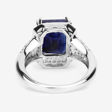 将图片加载到图库查看器,4.80 Carat Glass Filled Sapphire and White Topaz .925 Sterling Silver Ring