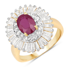 Load image into Gallery viewer, 3.75 Carat Genuine Ruby and White Topaz .925 Sterling Silver Ring
