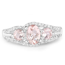 Load image into Gallery viewer, 1.34 Carat Genuine Morganite and White Topaz .925 Sterling Silver Ring