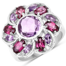 Load image into Gallery viewer, 3.52 Carat Genuine Amethyst & Rhodolite .925 Sterling Silver Ring