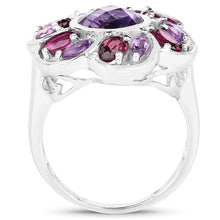 Load image into Gallery viewer, 3.52 Carat Genuine Amethyst & Rhodolite .925 Sterling Silver Ring