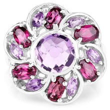 Load image into Gallery viewer, 3.52 Carat Genuine Amethyst & Rhodolite .925 Sterling Silver Ring
