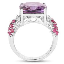 将图片加载到图库查看器,6.55 Carat Genuine Amethyst, Ruby and White Topaz .925 Sterling Silver Ring