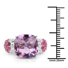 将图片加载到图库查看器,6.55 Carat Genuine Amethyst, Ruby and White Topaz .925 Sterling Silver Ring