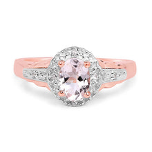 Load image into Gallery viewer, 14K Rose Gold Plated 0.73 Carat Genuine Morganite & White Topaz .925 Sterling Silver Ring