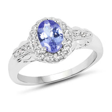 将图片加载到图库查看器,2.46 Carat Genuine Tanzanite and White Topaz .925 Sterling Silver 3 Piece Jewelry Set (Ring, Earrings, and Pendant w/ Chain)