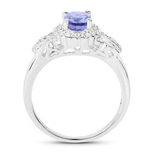 将图片加载到图库查看器,2.46 Carat Genuine Tanzanite and White Topaz .925 Sterling Silver 3 Piece Jewelry Set (Ring, Earrings, and Pendant w/ Chain)