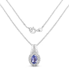 将图片加载到图库查看器,2.46 Carat Genuine Tanzanite and White Topaz .925 Sterling Silver 3 Piece Jewelry Set (Ring, Earrings, and Pendant w/ Chain)