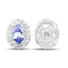 将图片加载到图库查看器,2.46 Carat Genuine Tanzanite and White Topaz .925 Sterling Silver 3 Piece Jewelry Set (Ring, Earrings, and Pendant w/ Chain)