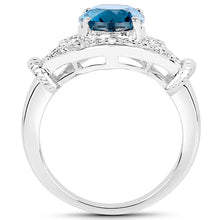 Load image into Gallery viewer, 3.26 Carat Genuine London Blue Topaz & White Diamond .925 Sterling Silver Ring