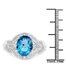 Load image into Gallery viewer, 3.26 Carat Genuine London Blue Topaz & White Diamond .925 Sterling Silver Ring