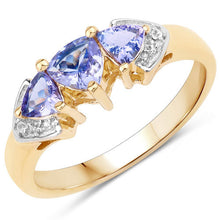 Load image into Gallery viewer, 0.90 Carat Genuine Tanzanite and White Topaz .925 Sterling Silver Ring