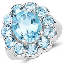 Load image into Gallery viewer, 8.67 Carat Genuine Blue Topaz .925 Sterling Silver Ring