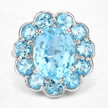 Load image into Gallery viewer, 8.77 Carat Genuine Swiss Blue Topaz .925 Sterling Silver Ring