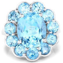 Load image into Gallery viewer, 8.77 Carat Genuine Swiss Blue Topaz .925 Sterling Silver Ring