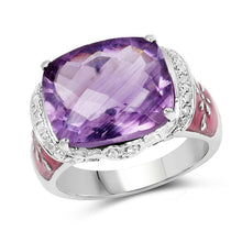 Load image into Gallery viewer, 8.86 Carat Genuine Amethyst & White Topaz .925 Sterling Silver Ring