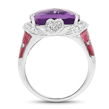 Load image into Gallery viewer, 8.86 Carat Genuine Amethyst & White Topaz .925 Sterling Silver Ring