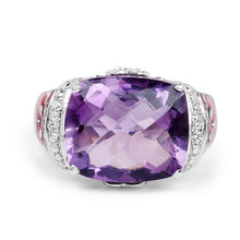Load image into Gallery viewer, 8.86 Carat Genuine Amethyst & White Topaz .925 Sterling Silver Ring