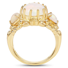 将图片加载到图库查看器,14K Yellow Gold Plated 3.26 Carat Genuine Ethiopian Opal .925 Sterling Silver Ring