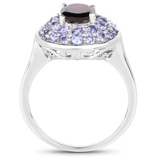 Load image into Gallery viewer, 2.56 Carat Genuine Garnet & Tanzanite .925 Sterling Silver Ring