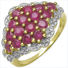Load image into Gallery viewer, 14K Yellow Gold Plated 2.08 Carat Genuine Ruby .925 Sterling Silver Ring