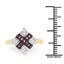 Load image into Gallery viewer, 14K Yellow Gold Plated 0.57 Carat Genuine Ruby and White Cubic Zirconia .925 Sterling Silver Ring