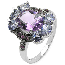 Load image into Gallery viewer, 4.04 Carat Genuine Amethyst & Tanzanite .925 Sterling Silver Ring