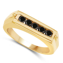 Load image into Gallery viewer, 14K Yellow Gold Plated 0.50 Carat Genuine Black Diamond .925 Sterling Silver Ring