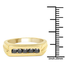 Load image into Gallery viewer, 14K Yellow Gold Plated 0.50 Carat Genuine Black Diamond .925 Sterling Silver Ring