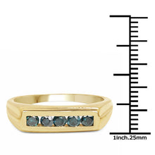 Load image into Gallery viewer, 14K Yellow Gold Plated 0.50 Carat Genuine Blue Diamond .925 Sterling Silver Ring
