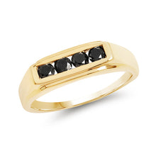 Load image into Gallery viewer, 14K Yellow Gold Plated 0.48 Carat Genuine Black Diamond .925 Sterling Silver Ring
