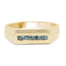 Load image into Gallery viewer, 14K Yellow Gold Plated 0.25 Carat Genuine Blue Diamond .925 Sterling Silver Ring