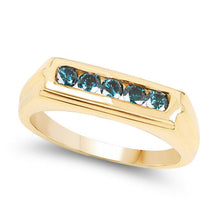 Load image into Gallery viewer, 14K Yellow Gold Plated 0.40 Carat Genuine Blue Diamond .925 Sterling Silver Ring
