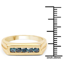 Load image into Gallery viewer, 14K Yellow Gold Plated 0.40 Carat Genuine Blue Diamond .925 Sterling Silver Ring
