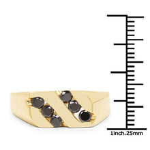 Load image into Gallery viewer, 14K Yellow Gold Plated 0.60 Carat Genuine Black Diamond .925 Sterling Silver Ring