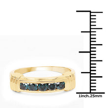 将图片加载到图库查看器,14K Yellow Gold Plated 0.50 Carat Genuine Blue Diamond .925 Sterling Silver Ring