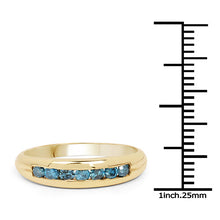Load image into Gallery viewer, 14K Yellow Gold Plated 0.35 Carat Genuine Blue Diamond .925 Sterling Silver Ring