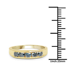 Load image into Gallery viewer, 14K Yellow Gold Plated 0.80 Carat Genuine Blue Diamond .925 Sterling Silver Ring