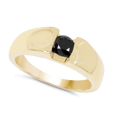 Load image into Gallery viewer, 14K Yellow Gold Plated 0.25 Carat Genuine Black Diamond .925 Sterling Silver Ring